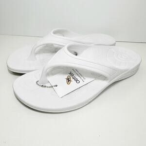 Aetrex Fiji Orthotic Flip Flops White Women 11M Shock Absorbent